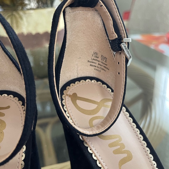 Sam Elderman like new black suede open toe, chunky heels, size 7.5. - Picture 12 of 12